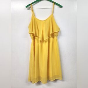 Forever 21 small petite ruffled chiffon yellow dress💘